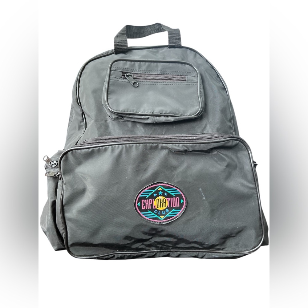 VTG 90s Backpack Exploration Club Black Extra Pockets